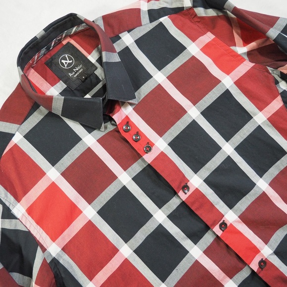 Au Noir Other - Au Noir Sz 4 Men's Red and Black Plaid Casual Flip Cuffs 100% Cotton